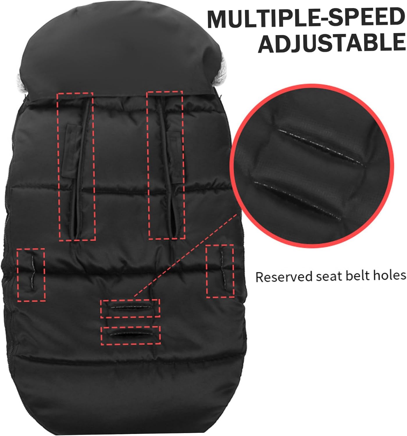 Stroller Footmuff Thickened Fleece-Lined Warm Stroller Cover for Winter with Furs Collar & Zipper Waterproof Bunting Bag, 35x14 Inch Blanket, Winter Cover, Sleeping Bag