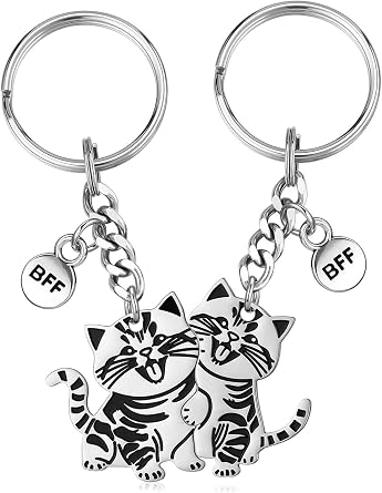 PESOENTH Best Friend Birthday Gifts for Women Friends Keychain,Cat Best Friend Keychains Friendship BFF Bestie Gift for Women