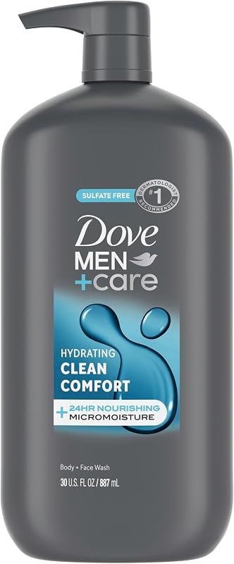 Dove Men Body & Face Wash Clean Comfort Men's Body Wash with 30 oz | For dry skin, Helps hydrate and smooth skin, With Micro moisture technology, For daily showers, Clean Comfort scent