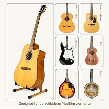 Guitar StandAcoustic Guitar StandWood Classical Electric Guitar StandFoldable Bass Guitar StandGuitar Accessories also fit BassViolinUkulele (Akazie)