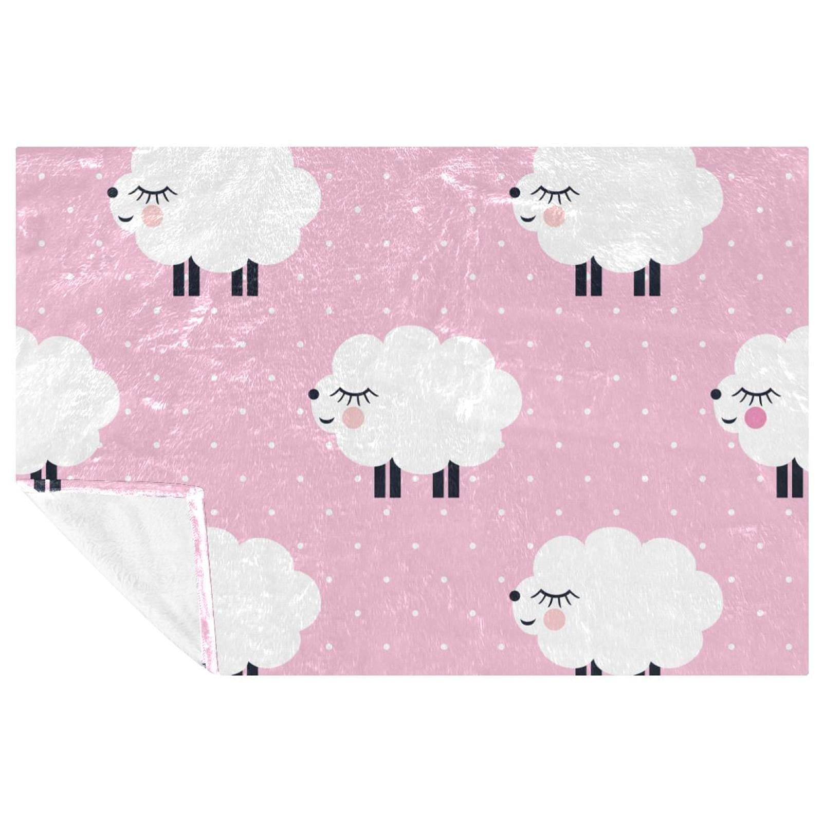 Couverture douce motif mouton rose, l'idée cadeau idéale pour lit et canapé
