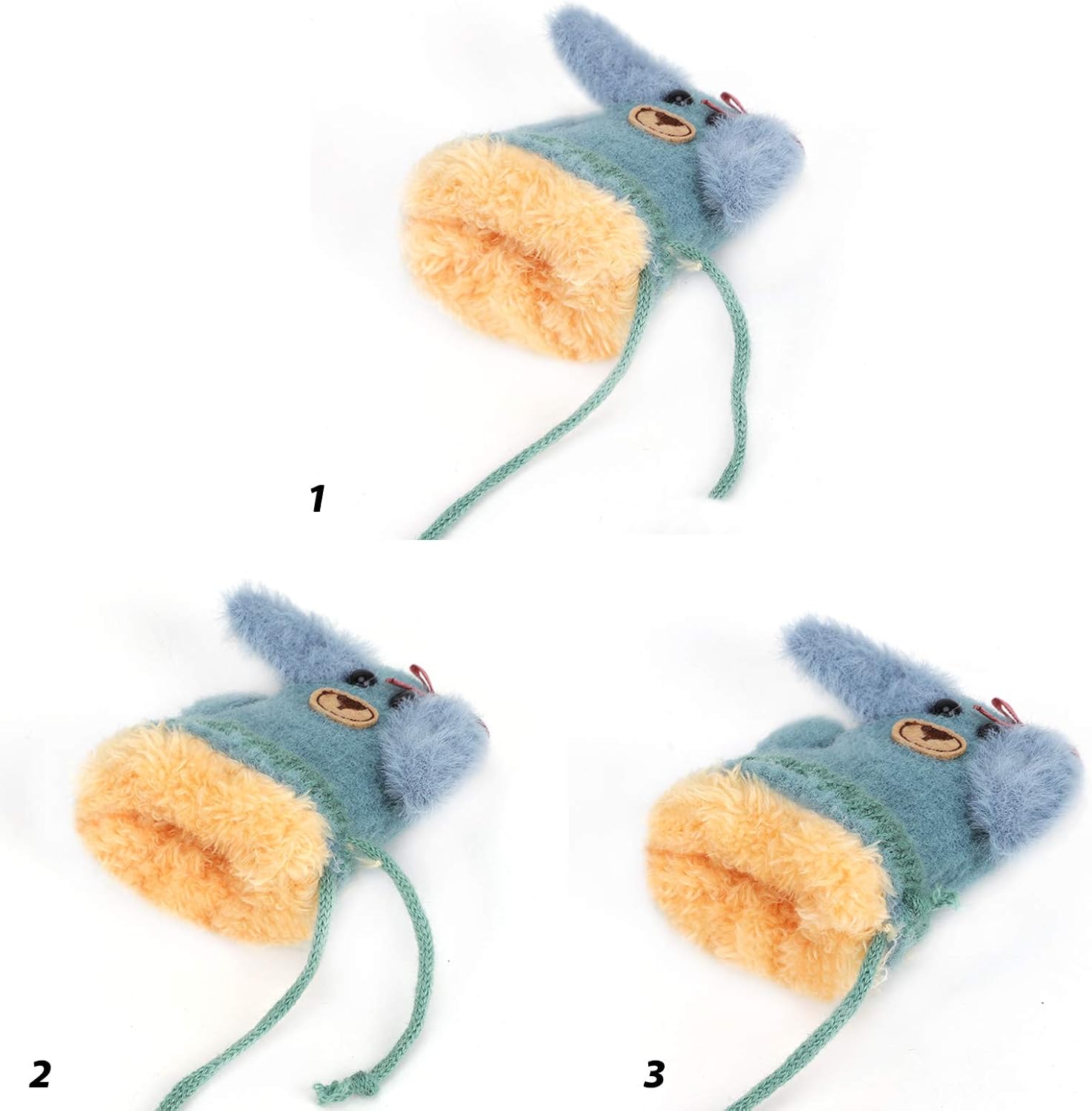 Toddler Mittens Kids Cute Soft Knitting Mittens on String Cartoon Warm Gloves Mitts Baby Children Winter Full Finger Gloves Magic Snow Ski Mittens Gloves Hand Warmer Xmas Gifts