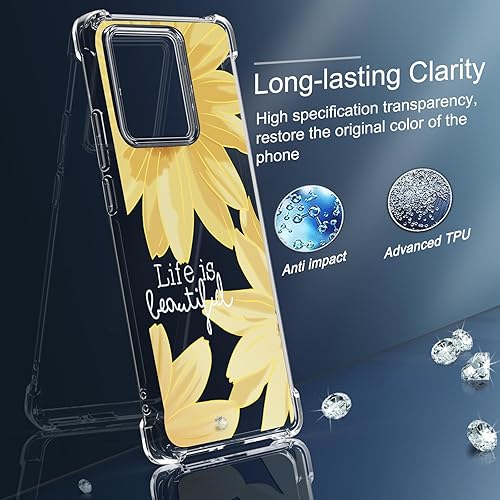 Miniatura 3 de Osophter Funda para Motorola Edge 2023 funda de goma TPU flexible de absorción de golpes para Moto Edge 2023 (flor morado)