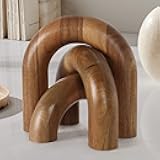 Oakrain 3 Pcs Wood Shelf Decor Aesthetic, Modern Aesthetic Home Decor Accent, Decorative Object for Coffee Table, Book Shelf, Minimalist Table Decor for Console, Living Room, Entryway, Brown