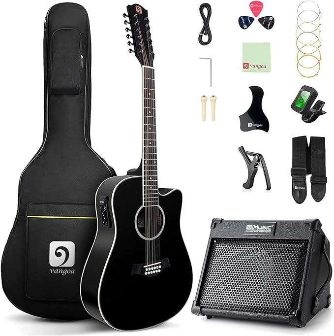 Vangoa 12 String Guitar, with Rechargeable Acoustic Guitar