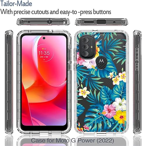 Miniatura 5 de Funda para Moto G Power 2022 con protector de pantalla de vidrio templado, cuerpo completo, a prueba de golpes, transparente, suave, funda