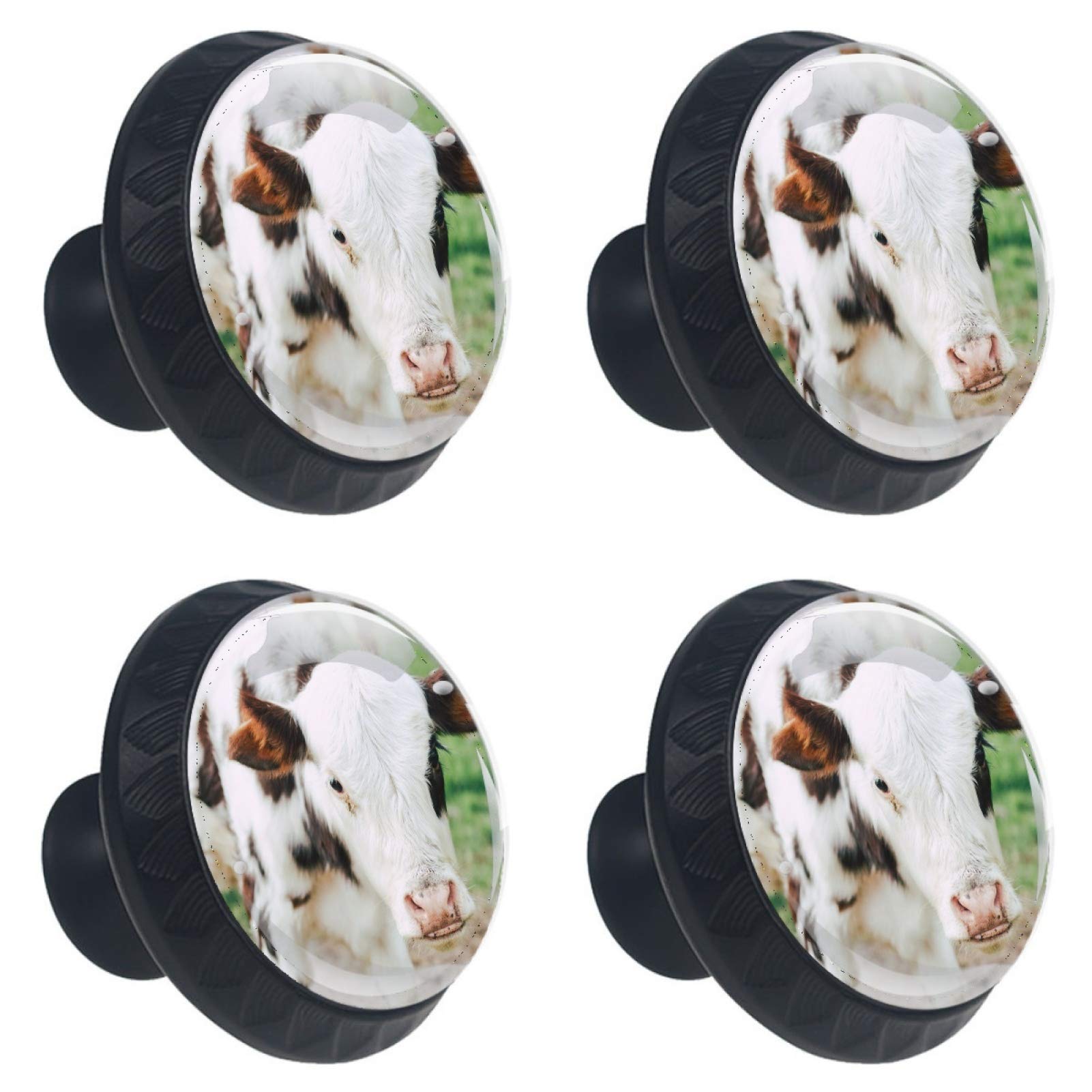 Boutons de meuble en verre de qualité supérieure motif vache champêtre 30mm