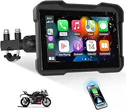 Sistema de navegação GPS para motocicleta com carplay sem fio Android Auto 5 polegadas Tela Moto CarPlay com Bluetooth duplo, assistente de navegação/Siri/G00gle à prova d'água
