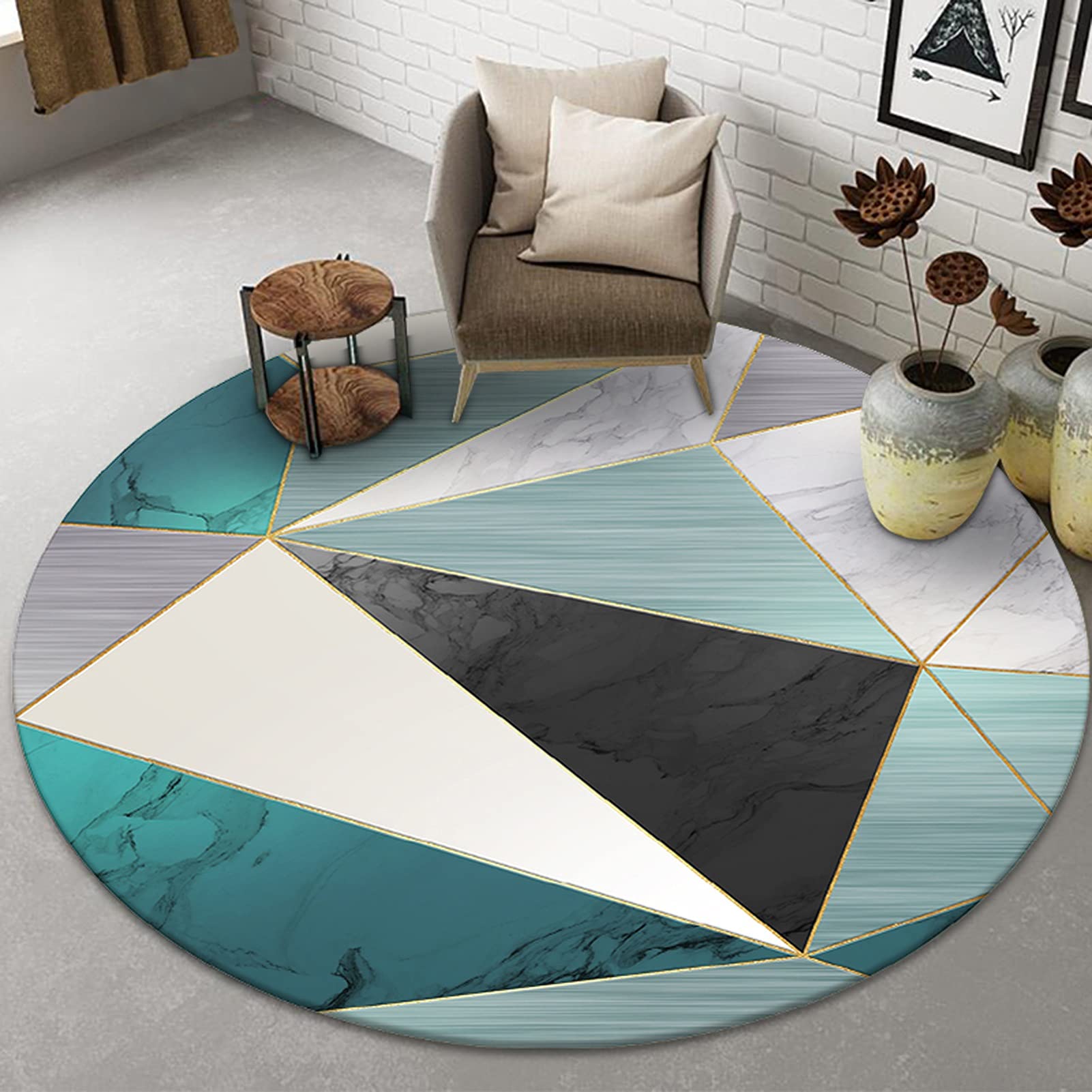 Tapis de conception de géométrie DKSNAJ grand tapis rond de sol pour bureau