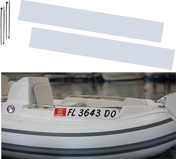 Hardline Products USA Marine Registration Plate Kit for Inflatable Boats & Ribs 4 x 24 ABS Plastic Mounting Boards with Zip Ties Saltwater Resistant Made in USA Pair