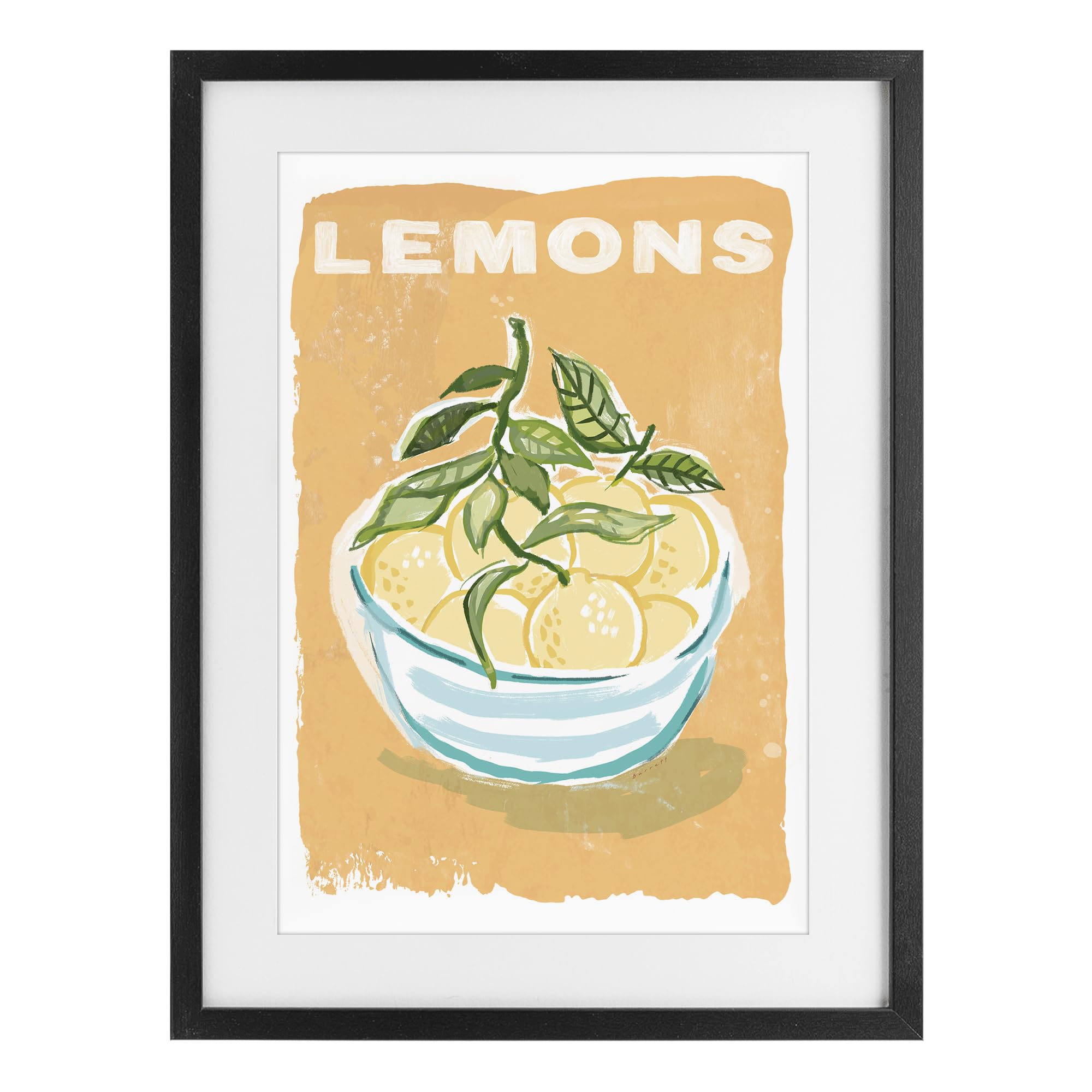 Stupell Industries Lemons Citrus Bowl Artwork 'Lemon Twist Motif', Framed Print Under Glass, Black, 17 X 23 Inches, Easy To Hang And Sturdy, Made In Usa, By Chad Barrett