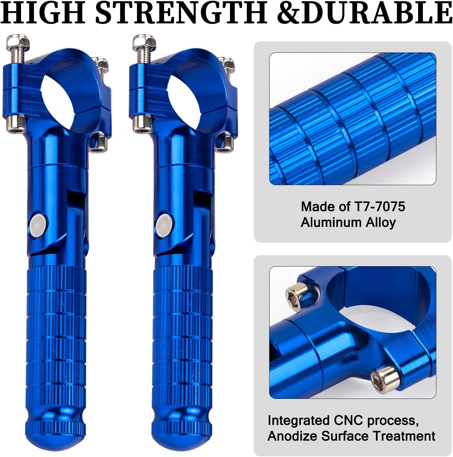XINGWU 1.25" Foldable Motorcycle Highway Foot Pegs Universal for 32mm Crash Bars CNC Anti-Slip Foot Rest Pedals for Harley Touring Honda Yamaha Suzuki Motorbike Electric Dirt Pit Bike (Blue)