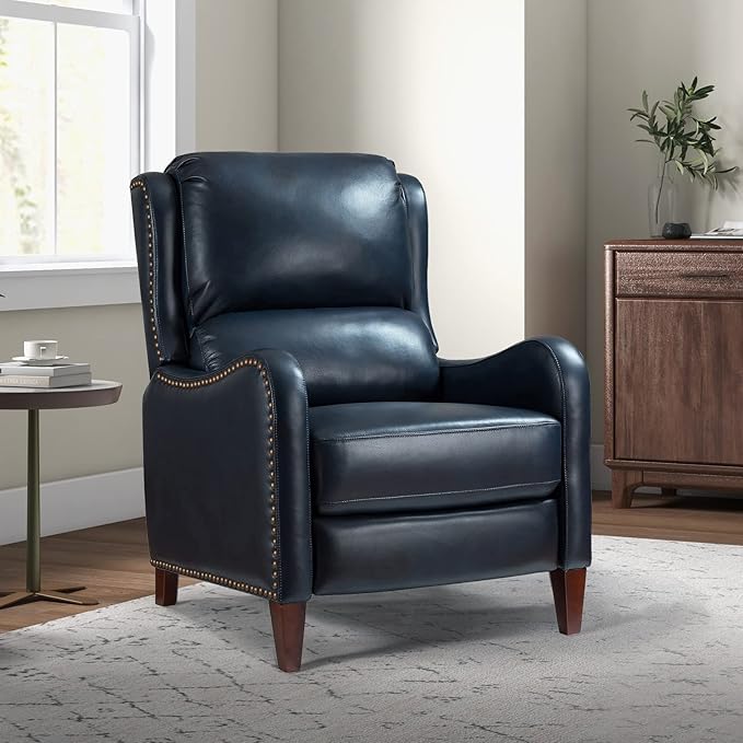TINA'S HOME Genuine Leather Recliner Chair, MidCentury