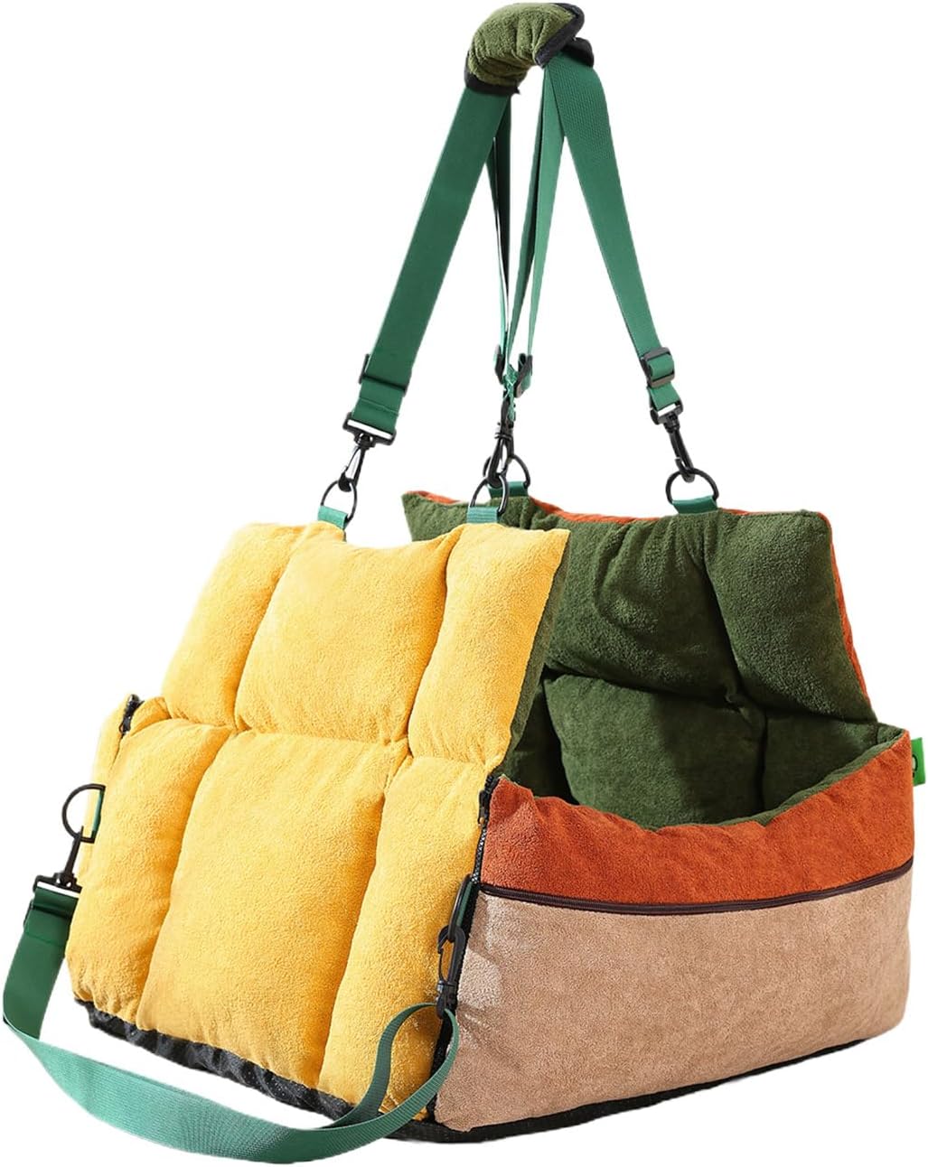 Seggiolino auto per cuccioli, morbido trasportino portatile 2 in 1 con tasche e cintura di sicurezza, trasportino per cani di piccola taglia, per camion, SUV, per viaggi su strada, spostamenti