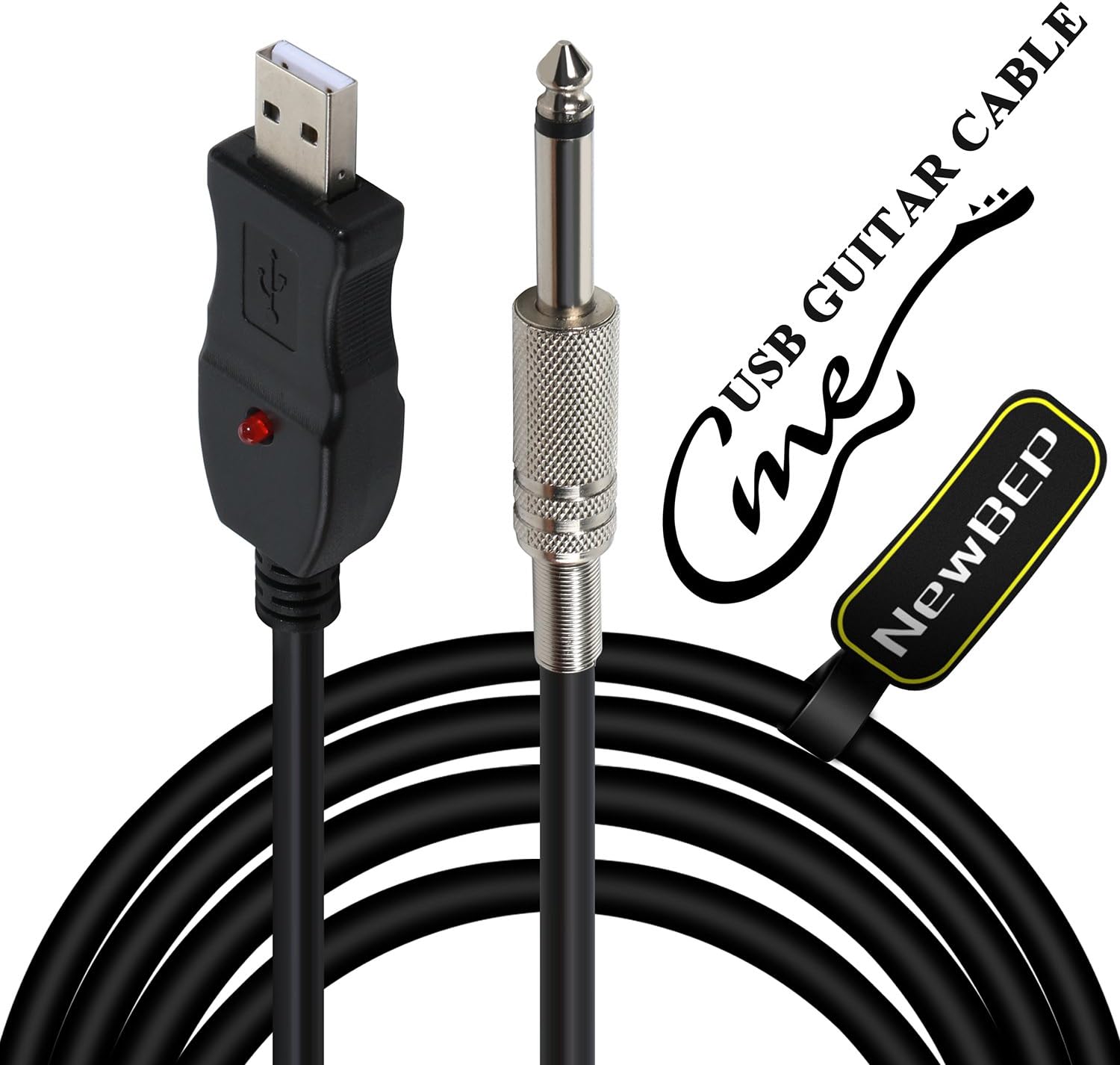 USB Guitar Cable,Guitar Bass to PC USB Recording Cable Adapter Converter Connection Interface, USB to 6.5mm Jack Computer Recording Cable (USB Guitar Cable)