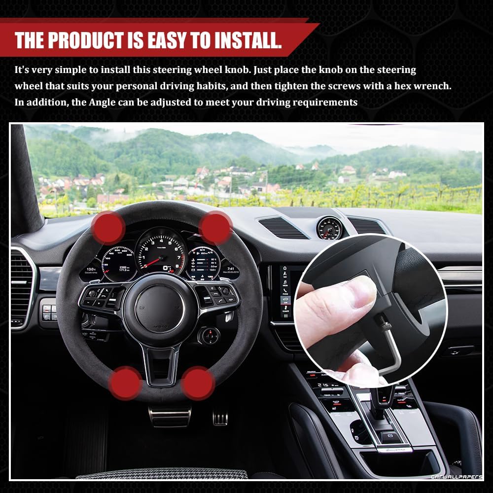 Steering Wheel Knob, Steering Wheel Spinner, 360 Degrees Rotation Suicide Knobs with Silicone Surface and Metal Bearings, Car Suicide Knob Power Handle Spinner Universal for Cars, Trucks, Boats