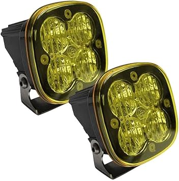 Baja Designs Squadron Pro Black LED Light Pod Pair - 2 PCS LED with Wiring Harness Wide Cornering; Amber