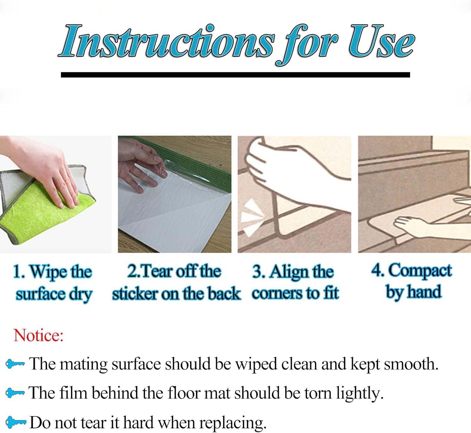 Lot de 15 dalles de moquette autocollantes antidérapantes pour marches en bois, protections d'intérieur douces, faciles à appliquer et à entretenir, parfaites pour la sécurité de la maison