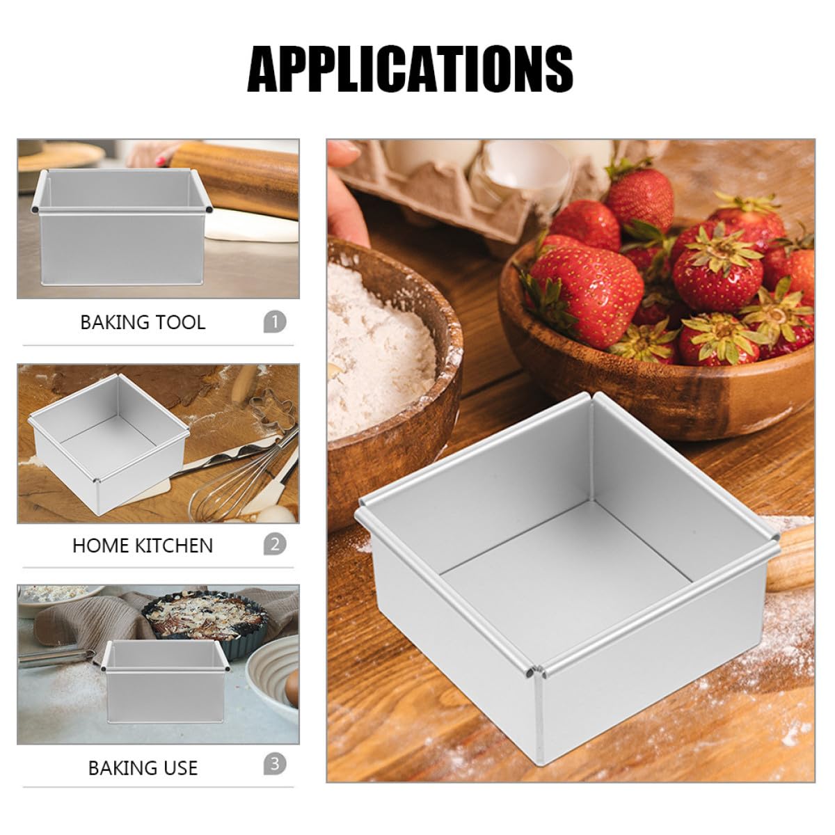 Molde Cuadrado para Pasteles con Base Extraíble de Aleación de Aluminio