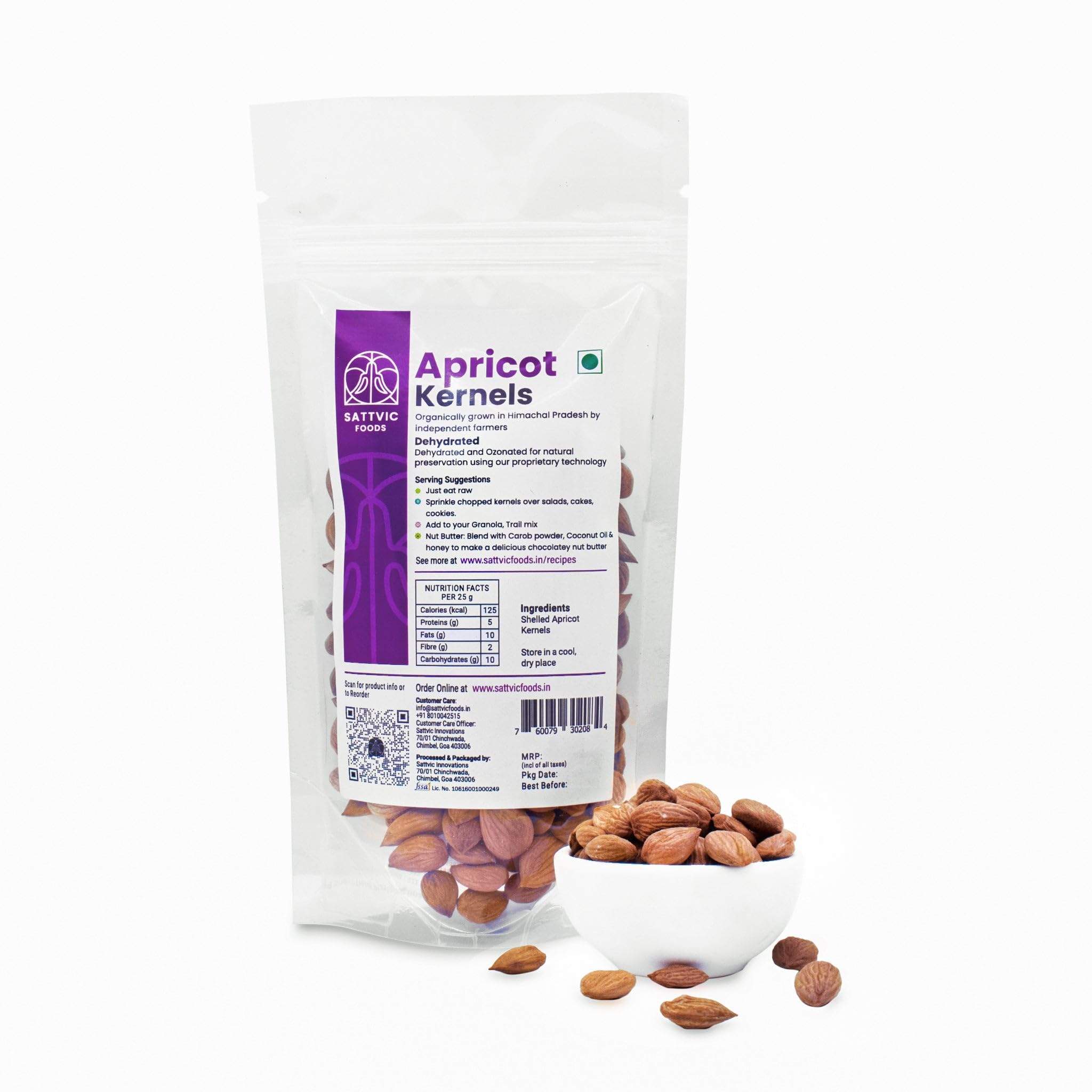 Sattvic Foods Sweet Apricot Kernels (100 g) Sourced from the Himalayas | Rich Source of Proteins, Vitamins, Healthy Fats | Boosts Immunity | Enjoy as a Snack, Use in Baked Goodies & Trail Mixes