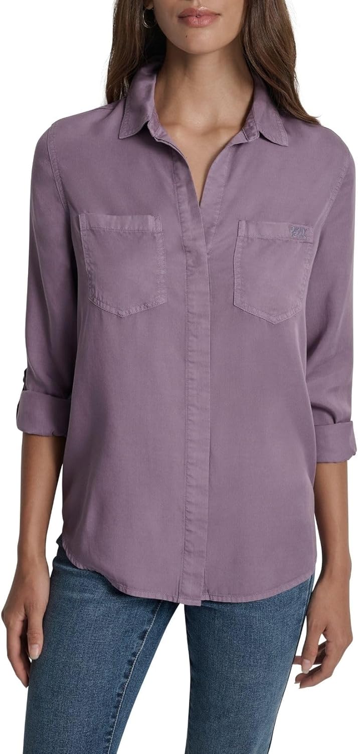 Women's Splitback Long Sleeve Button Down with Cuffed Sleeve