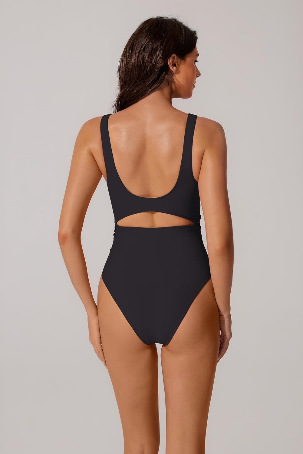 RXRXCOCO Women One Piece Swimsuit Tummy Control Cute Waist Tie Slimming Bathing Suit Cutout Full Coverage Swimwear