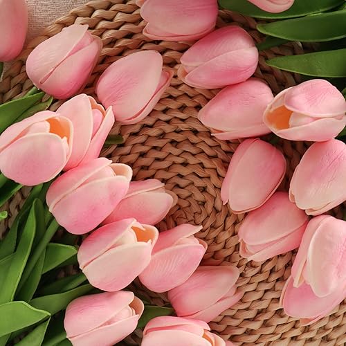 Miniatura 5 de 30 tulipanes reales al tacto, flores de poliuretano, tulipanes artificiales para arreglos de boda, fiesta, Pascua, primavera, hogar, comedor,