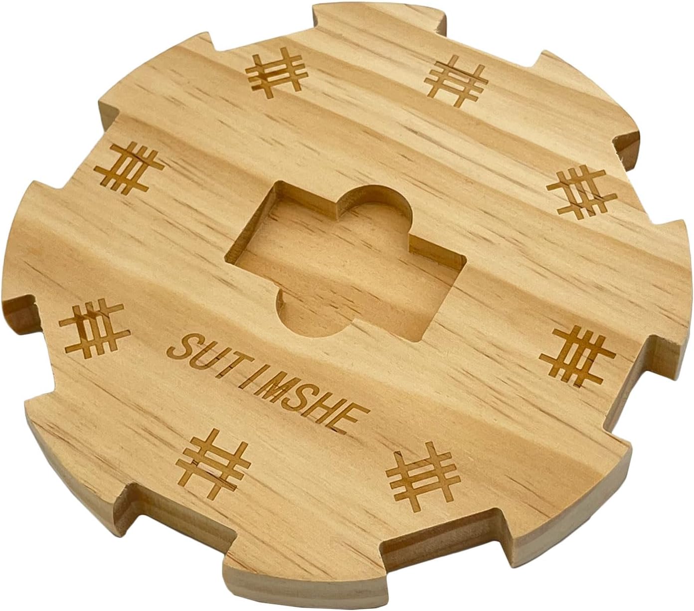 SUTIMSHE Wooden Hub Centerpiece for Mexican Train Dominoes Game with Felted Bottom (up to 8 Players) Dominoes Accessories Made of Superior Pine
