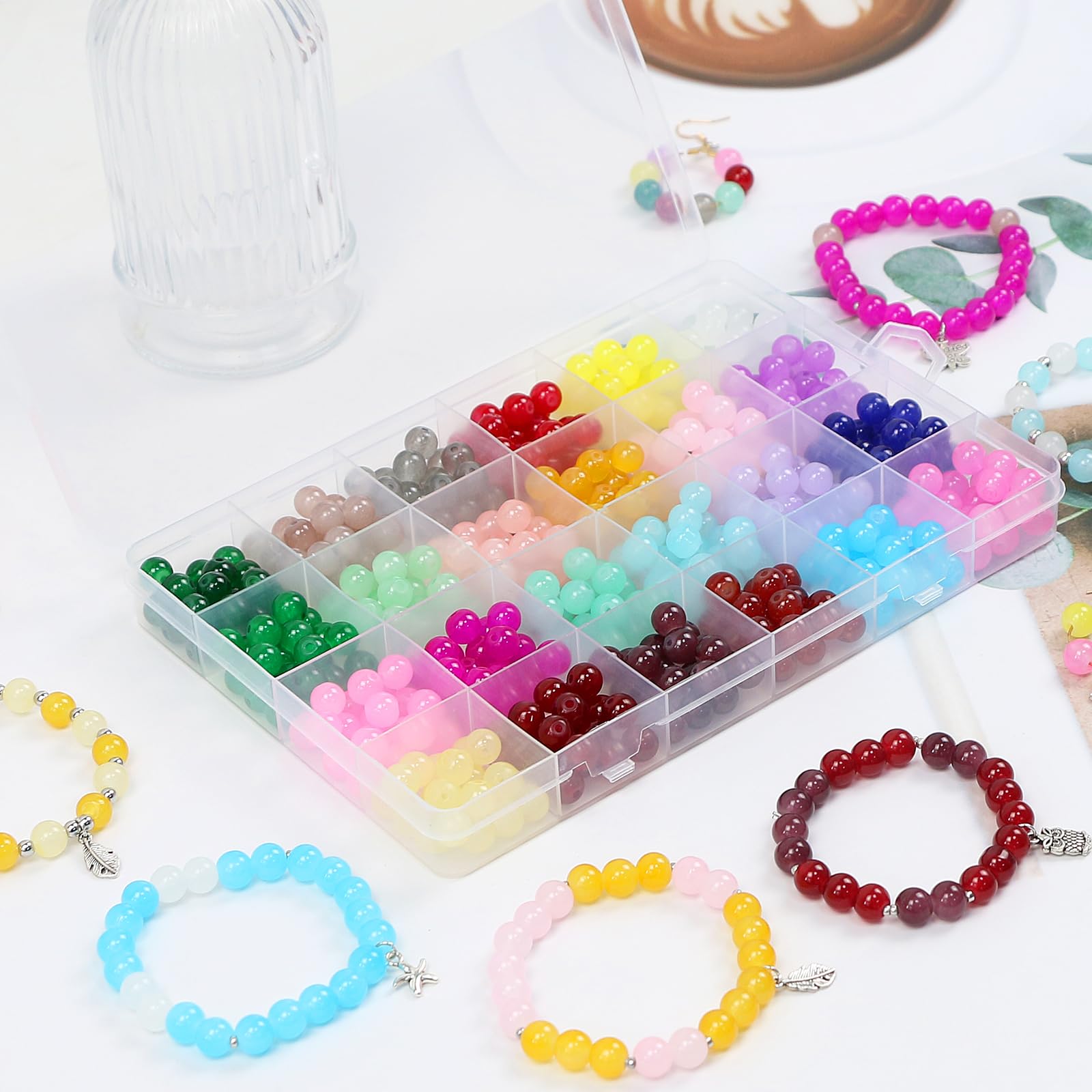Glass bijoux by Biemme ガラスビーズブレスレット4点セット Amazon | TKNOUS ガラスビーズキット ジュエリー製作用 1249個 24色