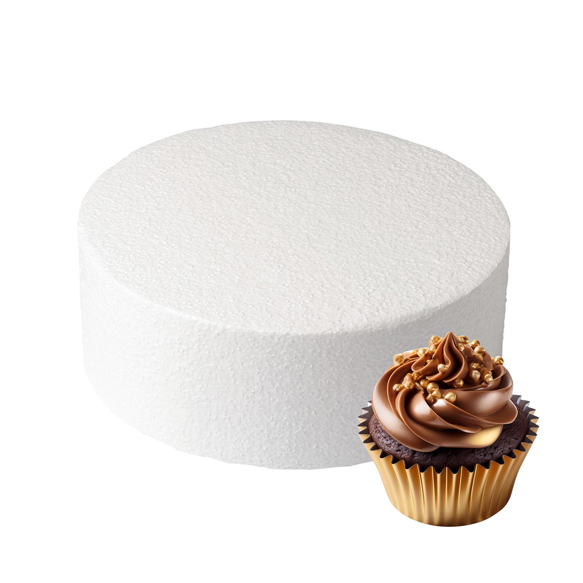 Culpitt 4" x 2" Round Cake Dummy, Square Edge Cake Form, Separator, for Practice or Displays, Polystyrene
