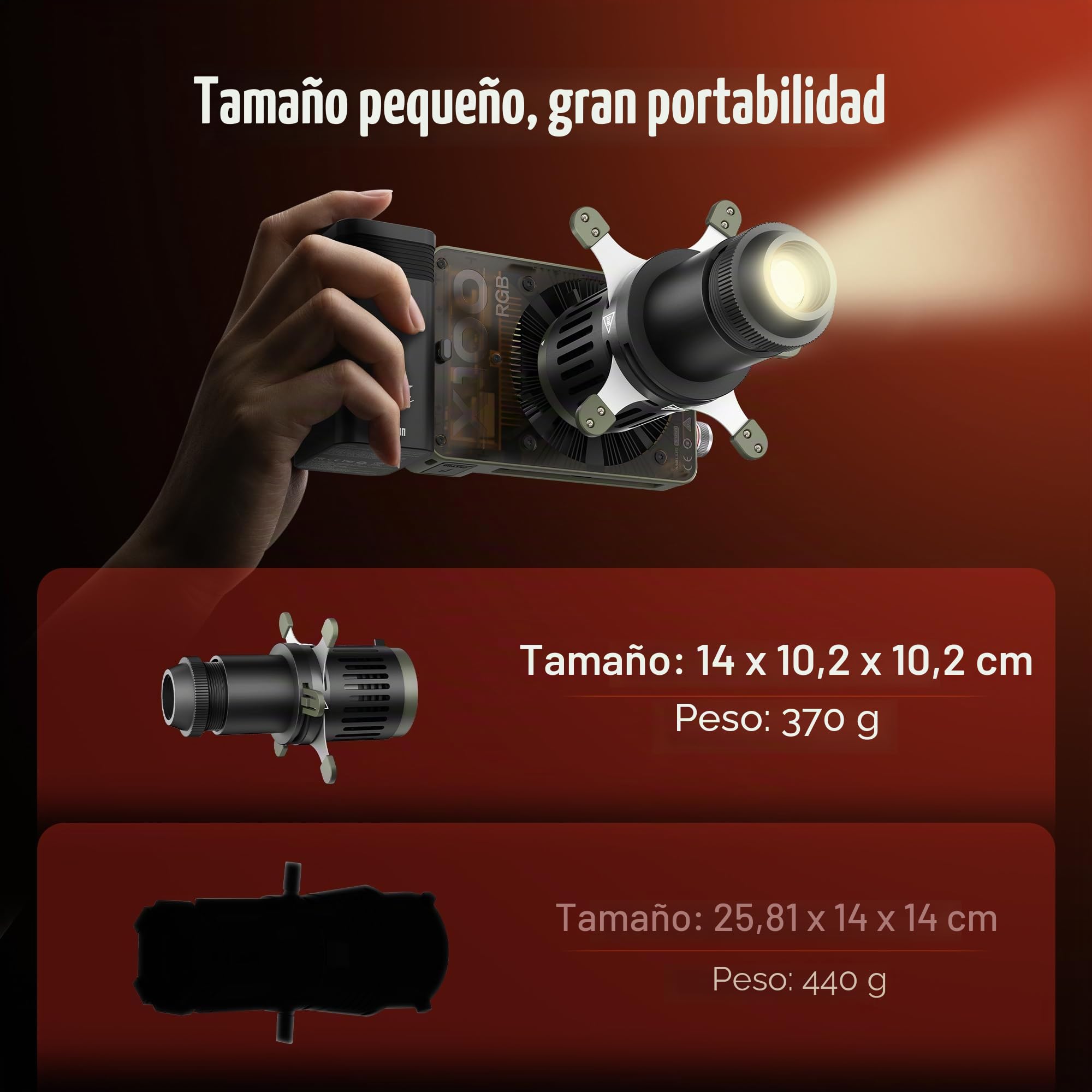 ZHIYUN Mini Foco (Montura ZY) Kit de snoot óptico cónico Accesorio para proyector de iluminación de Video para Estudio de fotografía con 10 gobos Formas de Corte Adecuado para X100/X60/CX100/G60/CX50