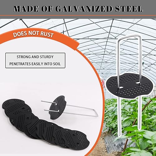 Miniatura 3 de Tanstic Juego de 101 estacas de jardín, incluye 50 grapas de paisaje de 6 pulgadas, 50 juntas con 1 gancho, estacas de jardín resistentes en forma