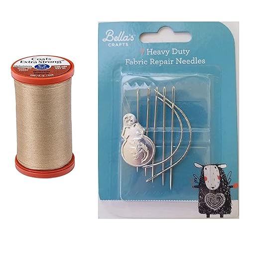 Coats & Clark Extra Strong Upholstery Thread, 150 Yds, S964, Black Bundle with Bella's Crafts Assorted Heavy Duty Hand Needles 7 Ct