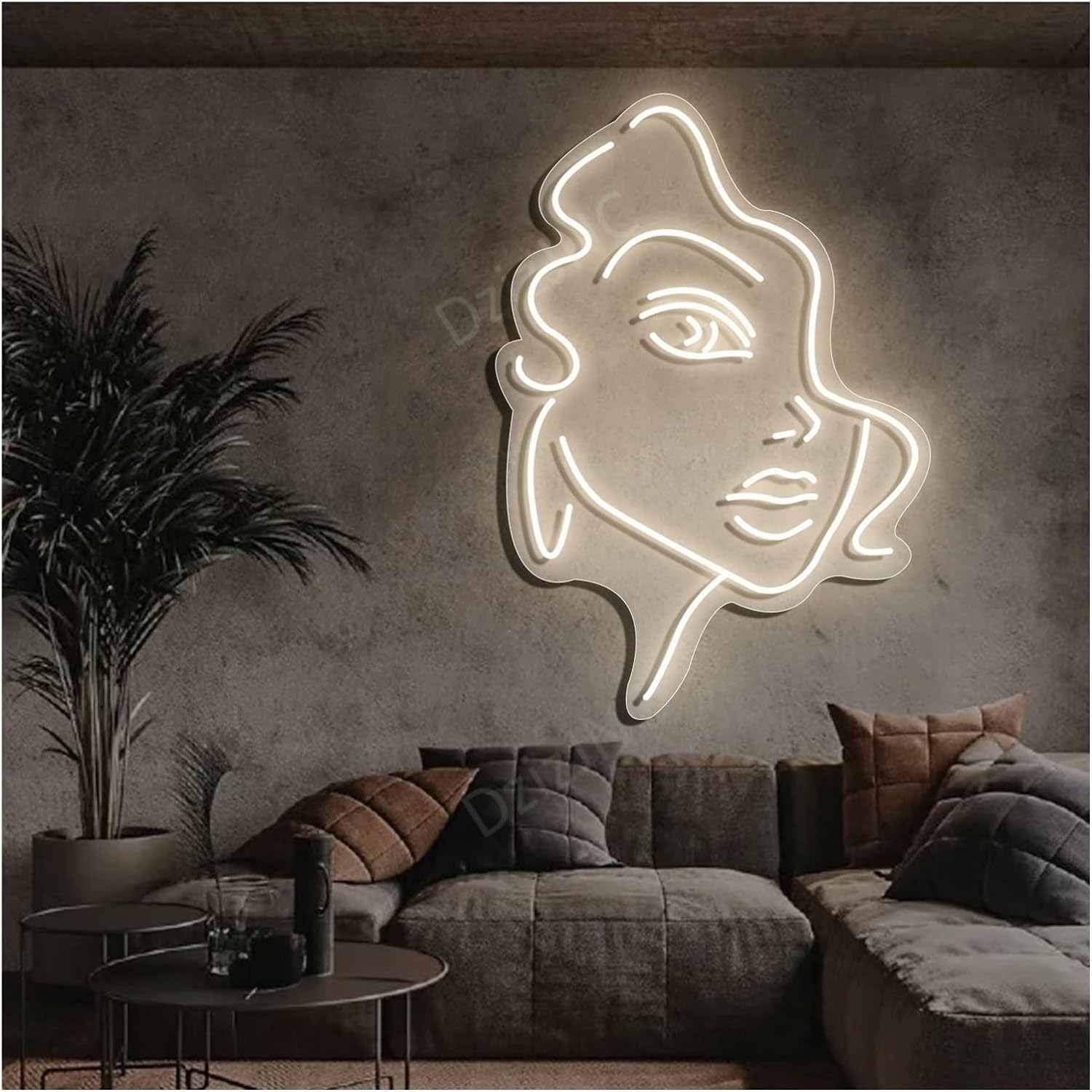 Neon LED znak świetlny neon ludzka twarz, spersonalizowane przyciemniane światła neonowe znaki do pokoju dekoracje ścienne do sypialni prezenty 34x50cm