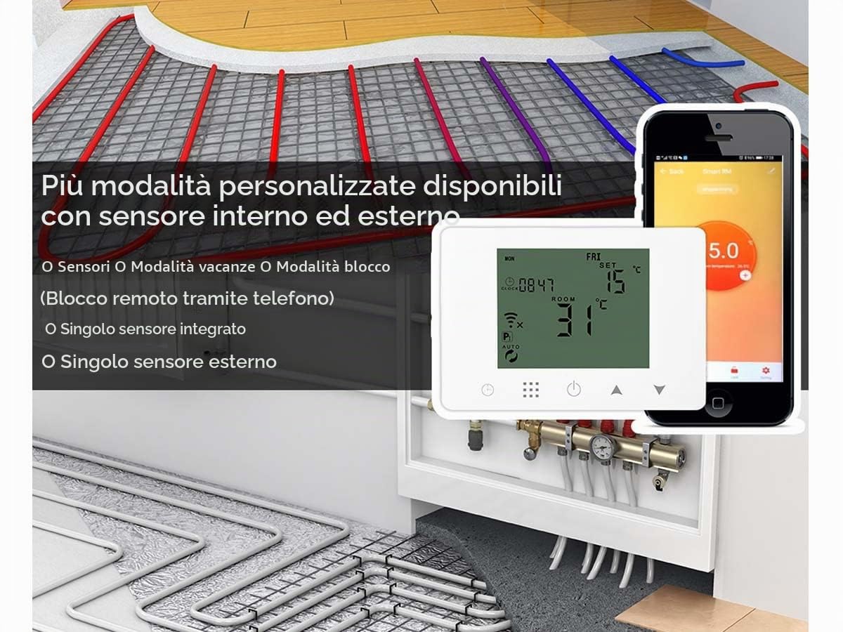 LEDLUX LL0253, Cronotermostato Intelligente Digitale Programmabile Wi-Fi Per Caldaia a Gas/Acqua, Funziona Con Alexa e Google