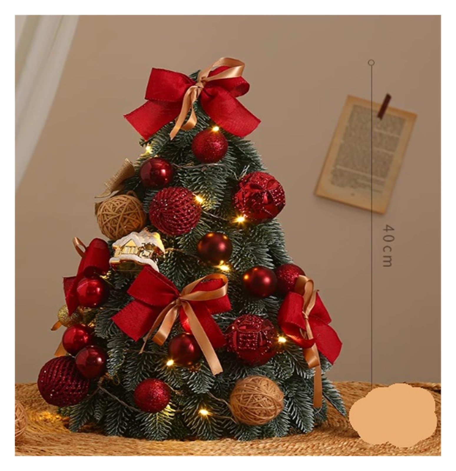 Albero natale Mini albero di Natale artificiale con decorazioni da tavolo, piccolo albero di Natale artificiale, for la scrivania, decorazione for la casa