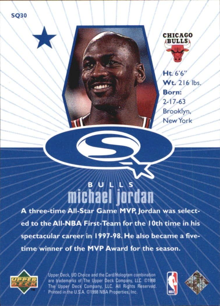 1998 UD Choice StarQuest Blue Basketball Card (1998-99) #SQ30 Michael Jordan