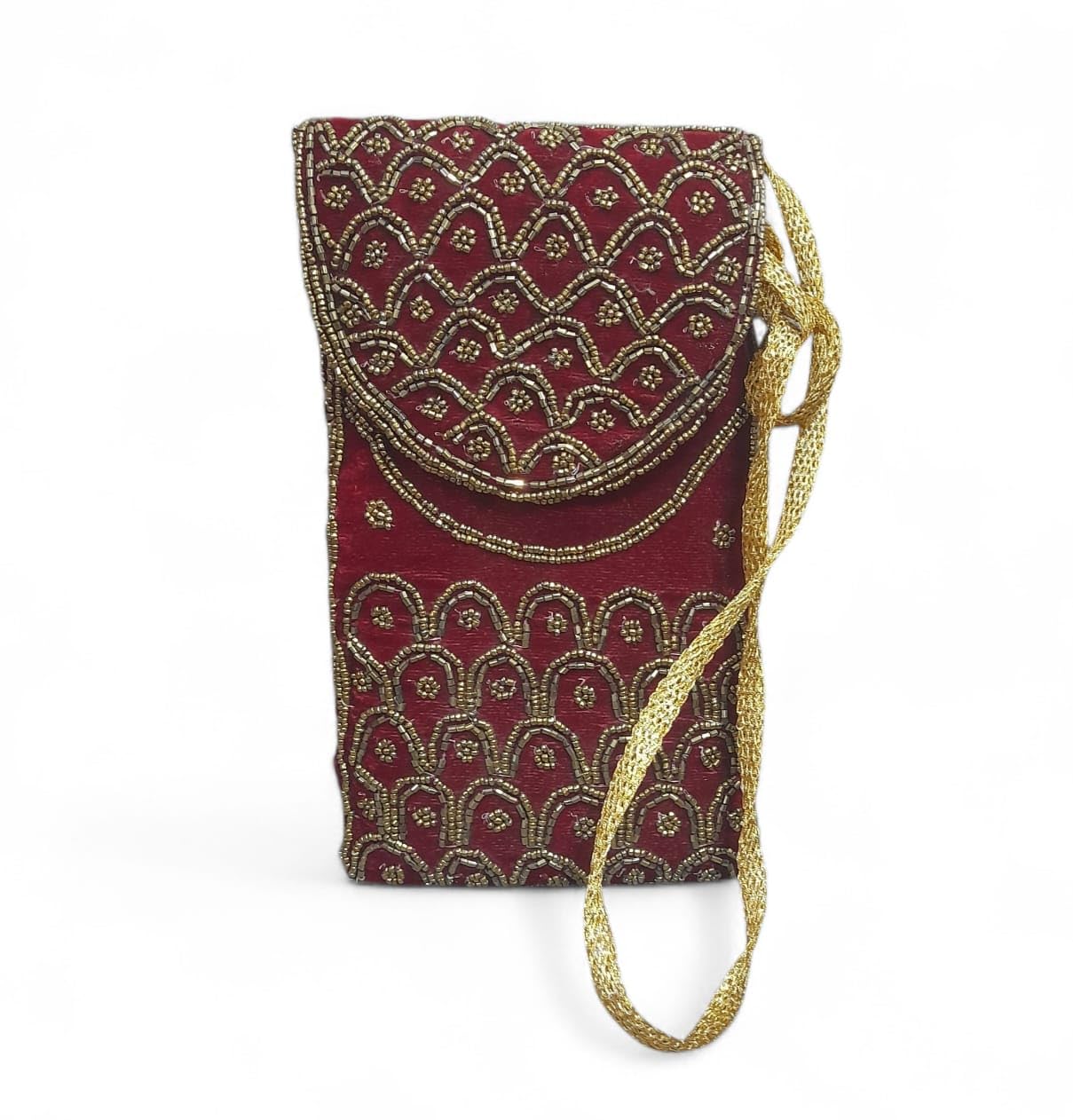 Prabhat Shingar House Velvet Crossbody Mobile Sling Bags Wristlet Handbags Embroidered mobile pouch for Women's & Girls Wallet Shoulder Sling Bags Cellphone Holder-image-9