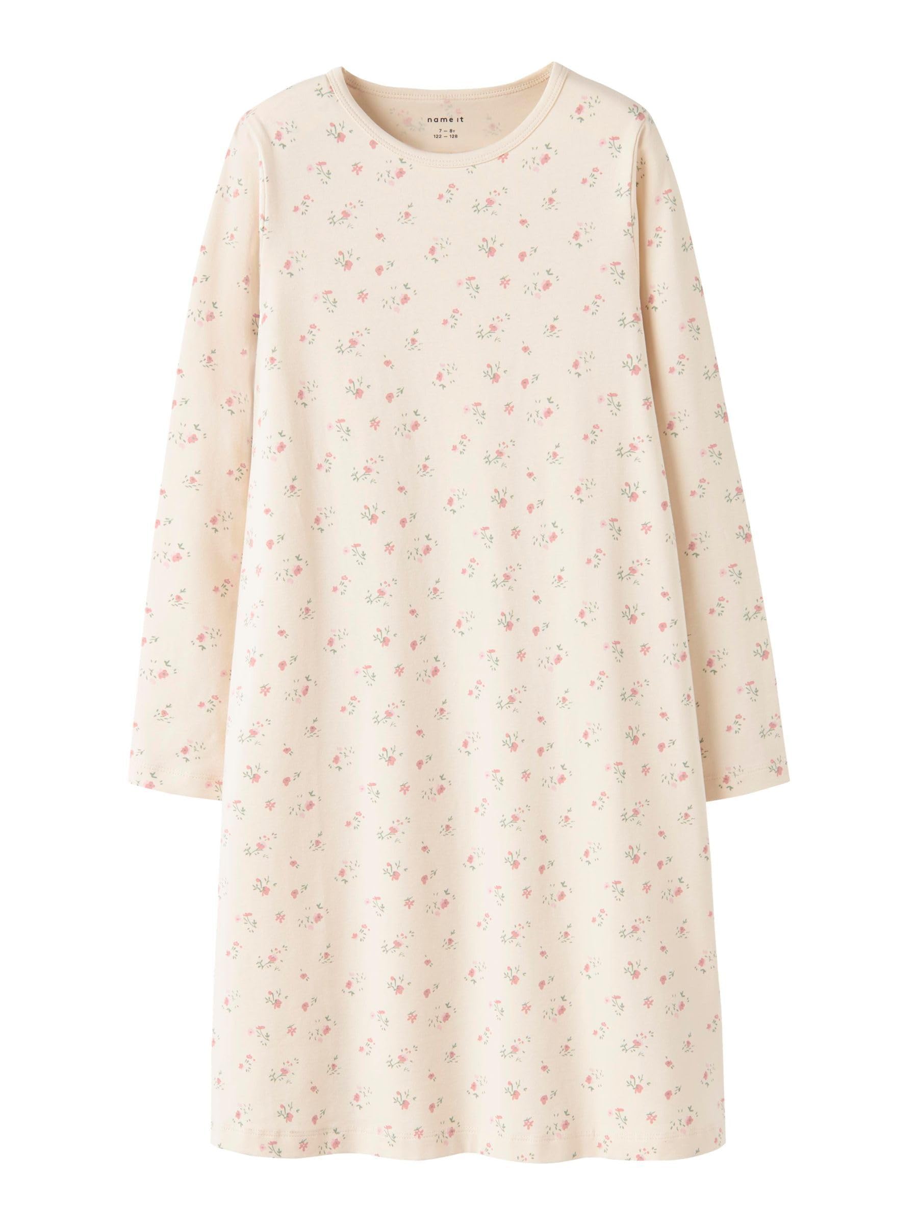 NAME IT Dziewczęce Nkfnightgown Flower Noos, Turtledove, 110-116