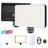 VIJIM VL120 LED on Camera Video Light,Mini Bi-Color Portable Photography Lighting w 6 Color Filters, 3100mAh Rechargeable CRI 95+ 3200K-6500K Dimmable LED Panel Light for DSLR Camera