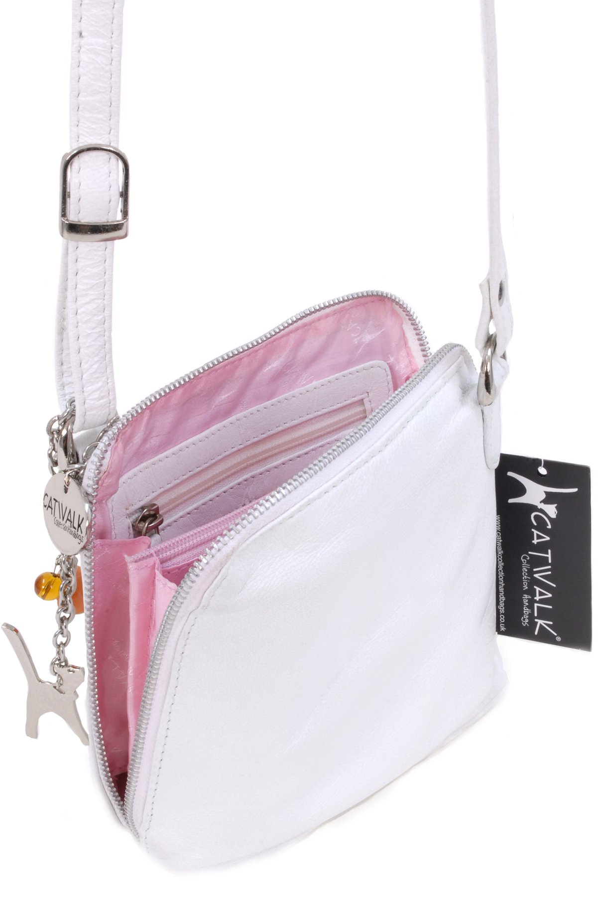 Catwalk Collection Handbags - Borsa a Tracolla Piccola in Vera Pelle - Borsetta Donna - Borsa a Mano con Tracolla Regolabile - Lena