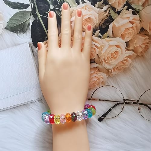 Miniatura 5 de 100 cuentas redondas de cristal acrílico de colores para hacer joyas, pulseras y cuentas espaciadoras de agujeros grandes para colgar, manualidades,