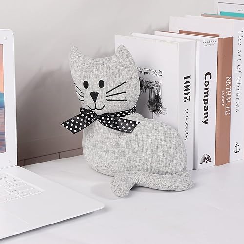 Vista 67 de Lindo tope de puerta decorativo para el hogar y la oficina, topes de puerta de piso, protectores de pared pesados de tela con peso animal, gato café