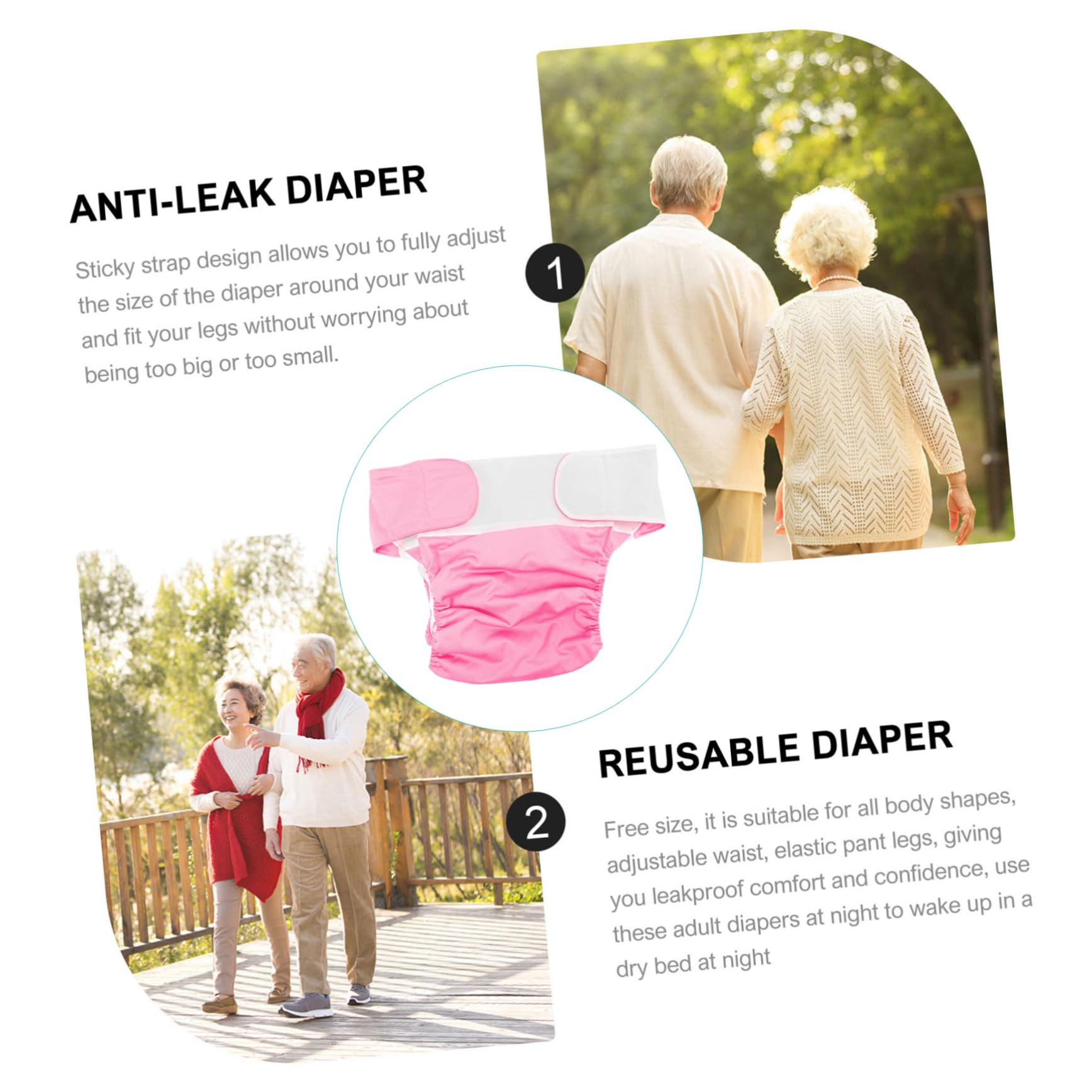 Anneome Elderly Urinary Pants Washable Adult Diapers Waterproof Leakproof Reusable for Men Women