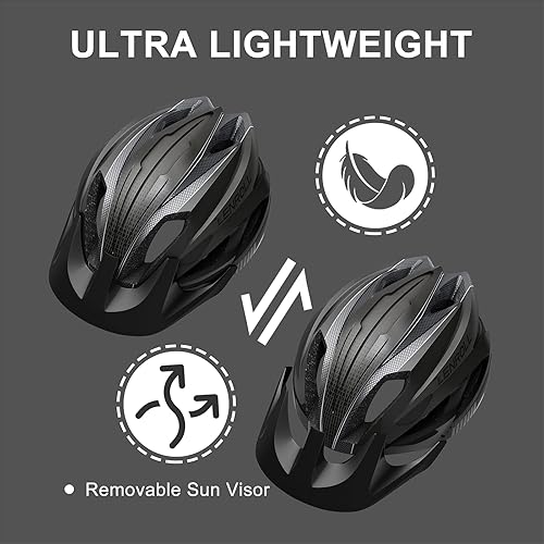 Miniatura 5 de Zenroll Casco de bicicleta para adultos, cascos de bicicleta para hombres y mujeres, ciclismo con visera desmontable, elegante y ligero