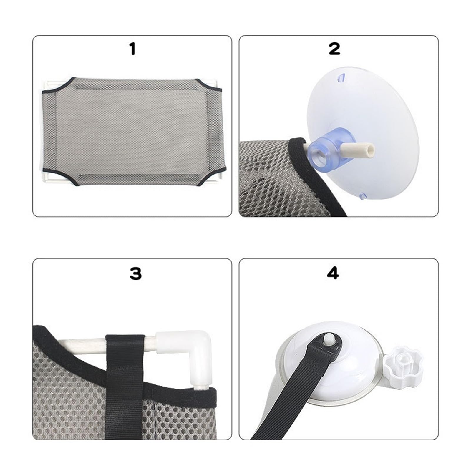 Hamak dla kota Pet letni hamak łóżko z oknem w domu salon przyssawka bezpieczna ściana wisząca siatka zwierząt oddychająca Stabilny I Wygodny(Single gray)