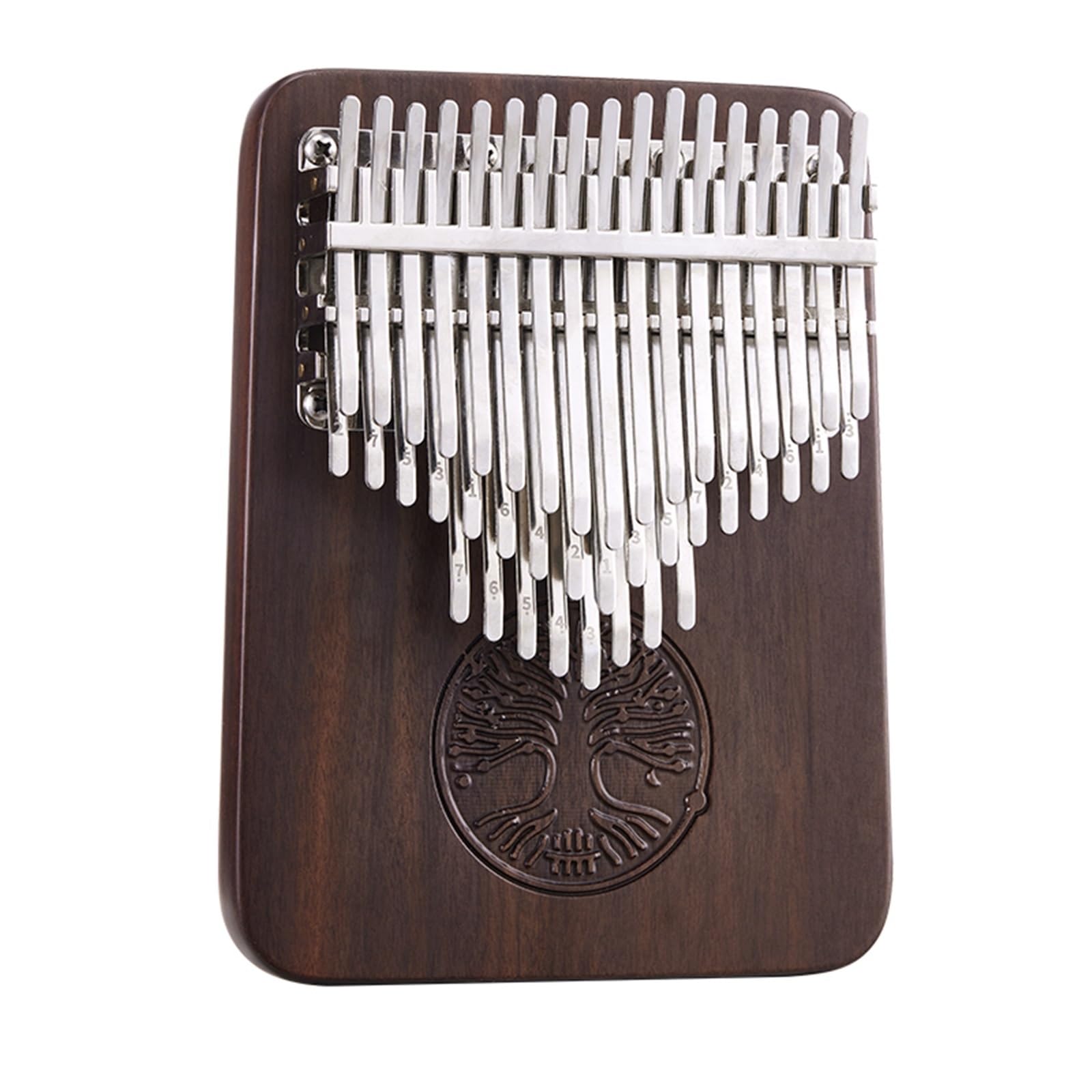 Profesjonalne pianino kciukowe Kalimba 24Tone/42Tone - tylny rowek dla lepszego brzmienia, pianino palcowe z drewna orzecha afrykańskiego z futerałem, młotek do strojenia(42Tone)