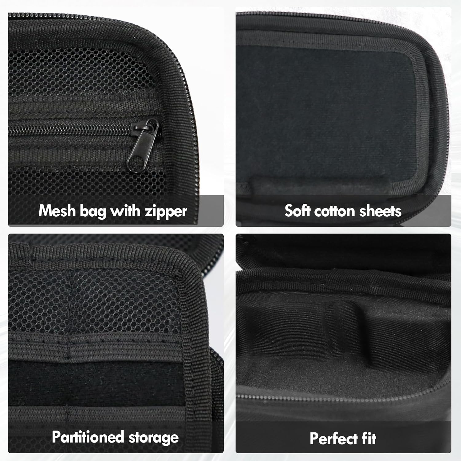 VOVMOEYA Carrying Case for Lumix ZS99/ Fuji X-Half/Sony ZV-1F/ZV-1 II/Canon G7X3/G7X2/SX740/SX730/ Ricoh GR4/GR3X/GR3,with Zip Mesh Pocket,Scratch-resistant-Black - Image 3