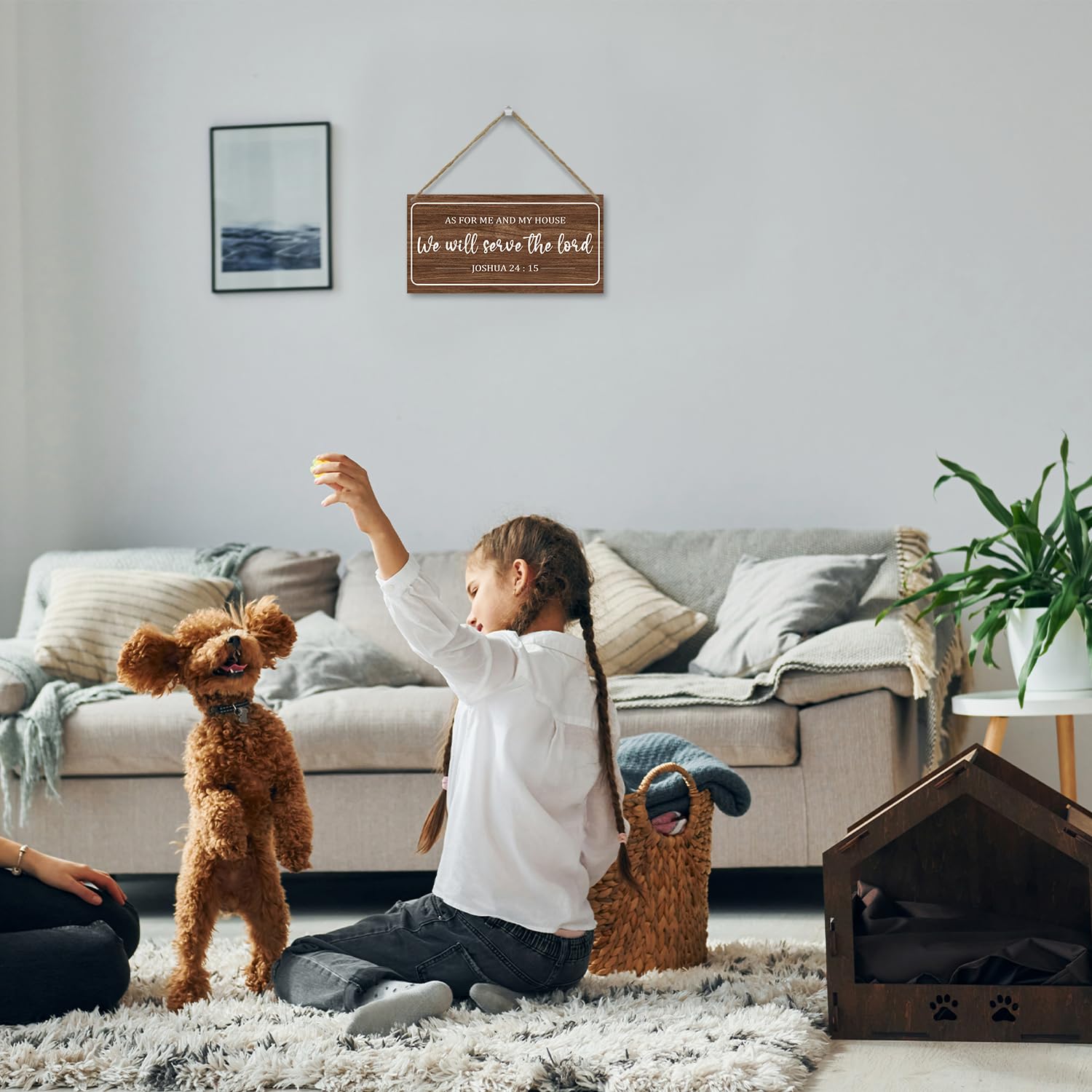 Religiöses Holzschild 'As For Me And My House Will Serve The Lord' – 38x29 Cm, Rustikal, Wanddekoration Christlich