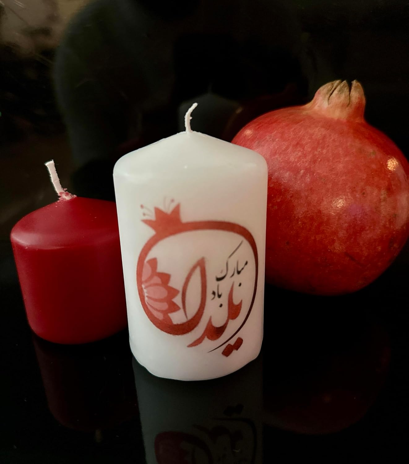 Yalda Candle Set – Handcrafted Red & White Candles (2 Pieces: 1 White + 1 Red) (Small)